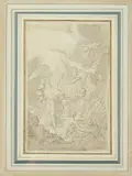 Nicolas Poussin, SYRINX AND SATYR, pen and ink wash, SYRINX AND SATYR, pen and ink wash