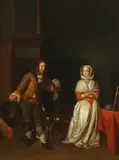 The Proposal by Dutch School, THE PROPOSAL, oil on canvas, sold Nov 2015