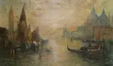 Lucien Whiting Powell, Venetian Canal Scene, Oil on canvas