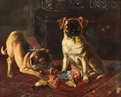 Trouble in the Store by Margaret Collyer, TROUBLE IN THE STORE, oil on canvas, offered Nov 2015