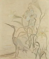Charlotte Berend-Corinth, Egret with White Iris, Watercolor