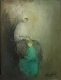 Elvi Maarni, Mother and Child, Oil on board