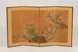 Hui Zhi, Tao Li Yan, Ink and color on silk four fold screen - Each panel: 34 7/8 in. x 14 7/8 in