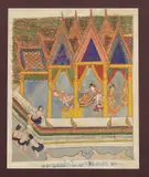 Thai School, Life of Buddha, Ink and color on textile