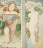 Continental School, Putti, PUTTI, watercolor