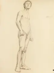 Rudolph C. Mueller, Standing Male Nude, STANDING MALE NUDE, charcoal