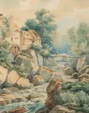 Old Mill by American School, Watercolor, offered Dec 2015
