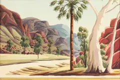 Walter Ebatarinja, Palm Springs Northern Territory, Watercolor on board