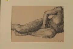 P. Lefellick, Nude Reclining on Her Side, Pencil drawing.