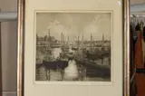 Edouard Henri Léon, Harbor Scene, Etching