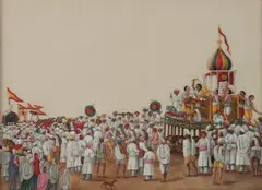 "Porcession in bengal" by Anonymous, Ink and color on paper, sold Feb 2016