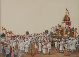 Anonymous, "Porcession in bengal", Ink and color on paper