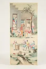 Anonymous, Figures in Garden, Ink and color on paper