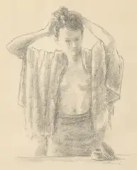 Alexander Brook, Girl Fixing Her Hair, Lithograph