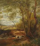 D. Bates, ALONG THE STREAM, identified on plaque, Oil on canvas
