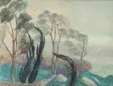 Expressionist Landscape with Trees by American School, Pastel, offered Feb 2016