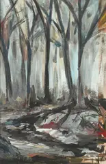 Expressionist Forest Scene by M. Wink, Gouache, offered Feb 2016
