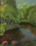 Modernist Landscape by American School, Oil on canvas, offered Feb 2016