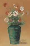 American School, Spring Flowers in Green Vase, SPRING FLOWERS IN GREEN VASE, gouache