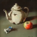 Charlie J. Pugh, Still Life with Teapot and Apple, Oil on canvas