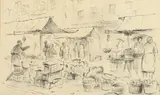 Jacob Glushakow, Hollins Market, Ink on paper