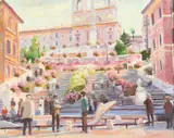 Arden Boyce, The Spanish Steps, Oil on board