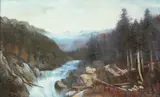 Western Landscape by American School, WESTERN LANDSCAPE, oil on canvas laid on board, sold Feb 2016