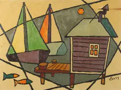 Raymond Ferry, Boat House, Oil on canvas