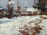 Douglas Badcock, Frost After Snow, Oil on board