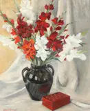 John E. Berninger, Still Life with Gladiolas, Oil on canvas