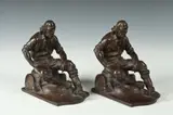 Max Kalish, PROSPECTORS: BOOKENDS, each signed, Bronze - Height: 7 1/2 in