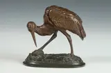 Heron with Crab by Antoine-Louis Barye, Bronze with brown patina - Height: 4 1/2 in, sold Feb 2016