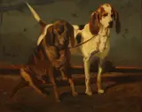 Coupled Hounds by Charles Édouard Armand-Dumaresq, Oil on panel, sold Feb 2016