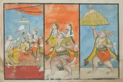 Anonymous, "Shiri Nath Ji", "Nathdwara", "Ratntan", Three ink and color on paper
