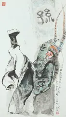 Han Wu, "Sun Wukong", Watercolor on paper, signed, sealed and