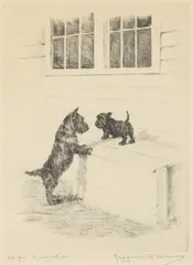 Marguerite Kirmse, Up for Inspection, Etching
