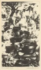 Charles Banks Wilson, Shawnee Indian Cooks, Lithograph