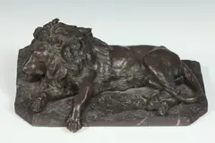 Rossi, Recumbent Lion, Bronze - Height: 4 in. x 11 in