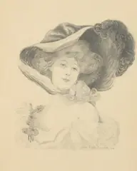 Frank Hugh Wagner, Lady in Plumed Hat, Pencil