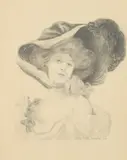 Frank Hugh Wagner, Lady in Plumed Hat, Pencil