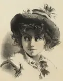 Young Woman in Hat by American School, YOUNG WOMAN IN HAT, charcoal, offered Apr 2016