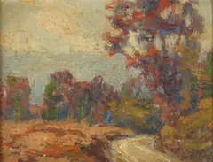 Charles William Duvall, Fall Landscape, Oil on board
