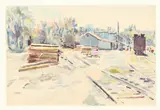 F. Richardson Murray, Railroad Stop, RAILROAD STOP, watercolor