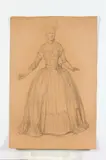Allyn Cox, Study of Standing Lady in 18th Century Fancy Dress, Study of Standing Lady in 18th Century Fancy Dress, charcoal on paper