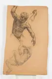 Allyn Cox, Two Male Nude Studies, TWO MALE NUDE STUDIES, charcoal on paper. signed lower right circa 1925