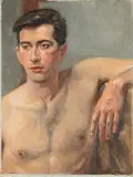 Allyn Cox, Male Nude, Male Nude,, oil on canvas unstretched