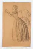 Allyn Cox, Study of Beseeching Woman in 18Th Century Dress, STUDY OF BESEECHING WOMAN IN 18TH CENTURY DRESS, charcoal on paper