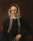 Portrait of Lady with Lace Cap and Brooch by American School, PORTRAIT OF LADY WITH LACE CAP AND BROOCH, oil on canvas, sold Apr 2016
