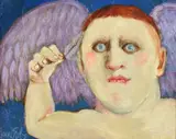 Joan Erbe, Frightened Angel, Oil on board
