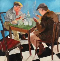 Richard H. Love, Tony and Gino After Work, Oil on canvas